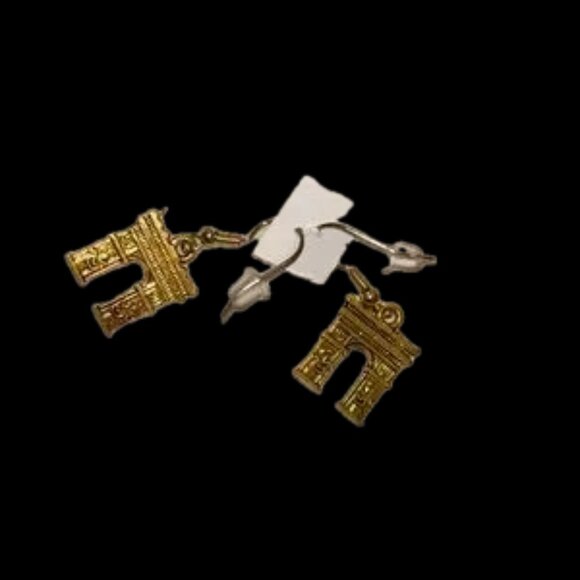 Nordstrom Gold Architectural Earrings MINT NWOT SURGICAL BRASS - Picture 3 of 4